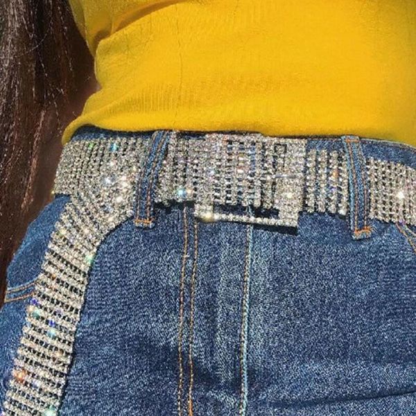 

belts fashion womens belt full rhinestone waist chain inlaid waistband shiny crystal diamond dress, Black;brown