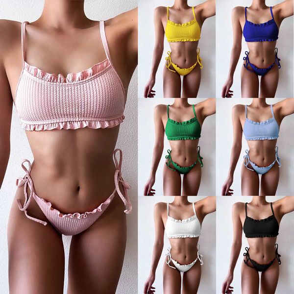 

2021 van mina bikini lace multicolor stripe swimsuit women, Red;black