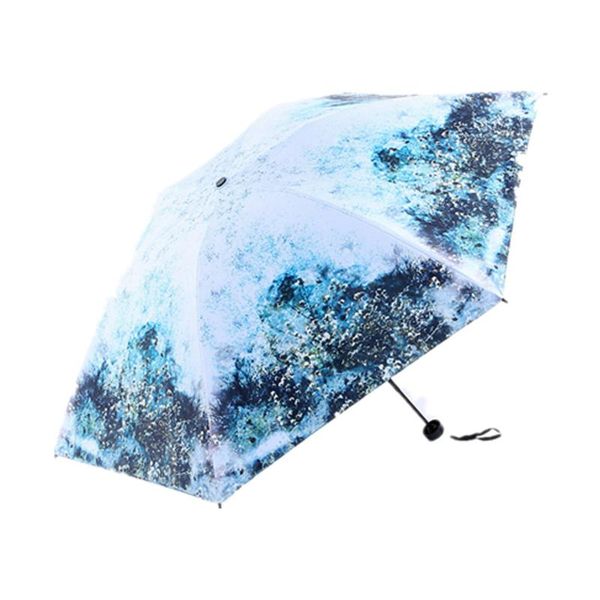 

umbrellas original oil painting umbrella for women portable 200g pencil female manual 3-fold rain sun