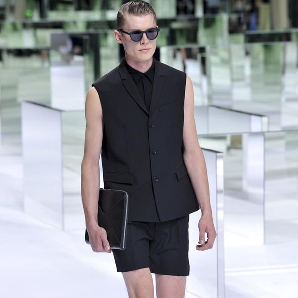 

men's vests vest suit double breasted 2021 summer european and american high-end catwalks slim youth fashion top, Black;white