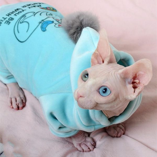 

cat costumes autumn winter sphynx clothes fleece warm blue jumpsuits for hairless classic puppy pet cats dog coat