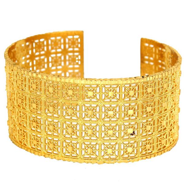 Bangle Wide Braceletes 24k Cobre Arábia Saudita para Mulheres Cor de Ouro Hyperbole Africano Índia Hand Chain Dubai Presentes de Casamento Nupcial