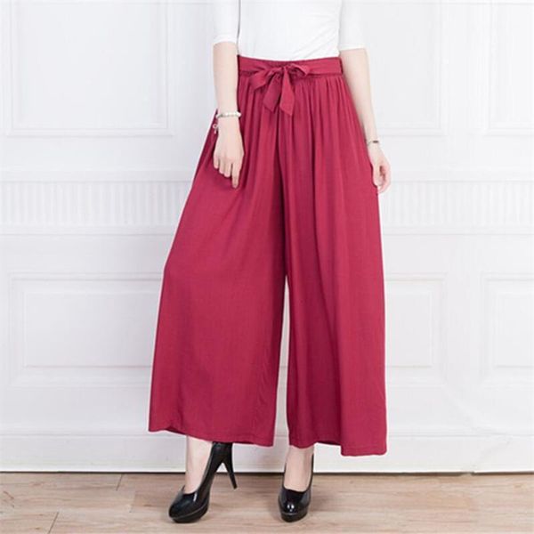 

women's pants & capris women spring high waist wide leg long office loose cotton linen trousers baggy solid big size -5xl 6xl 7xl, Black;white
