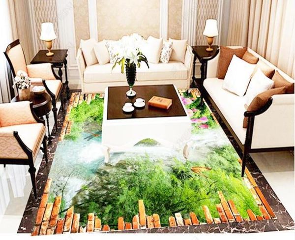 

wallpapers custom 3d floor painting mural po wallpaper landscape waterfall living room bedroom bathroom pvc waterproof