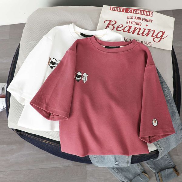 

t-shirt women's pure cotton short summer leisure half sleeve pimr, White