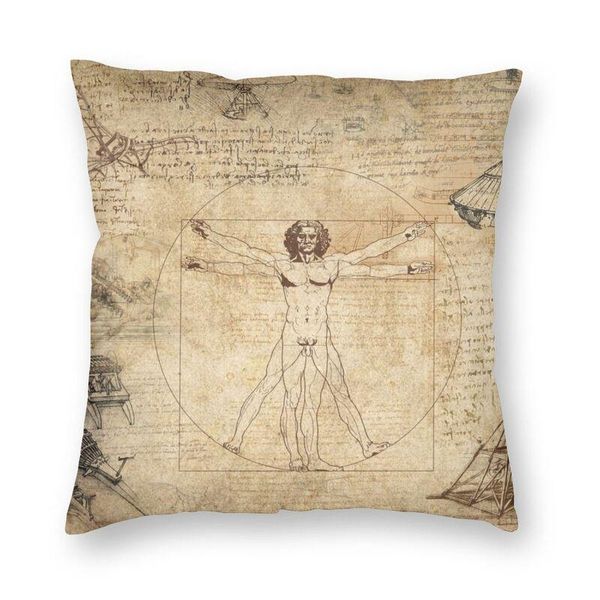 

vitruvian man cushion cover double side leonardo da vinci art floor pillow case for living room custom pillowcase decoration cushion/decorat
