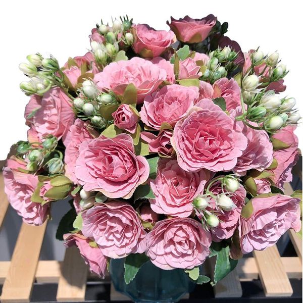

bundle silk peony bouquet home decoration accessories wedding party scrapbook fake plants diy pom poms artificial roses flower decorative fl