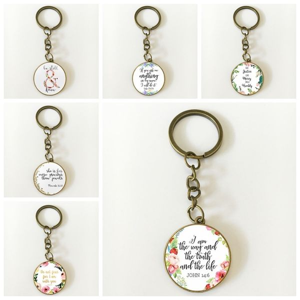 

factory new exquisite ring jesus bible scripture bronze time key chain christmas