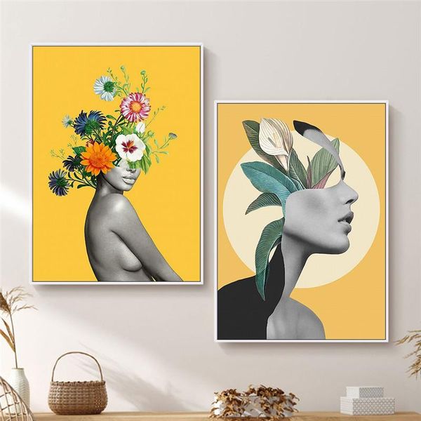 

paintings abstract flower nude woman art painting modern lady canvas poster nordic decorative picture for living room home decor