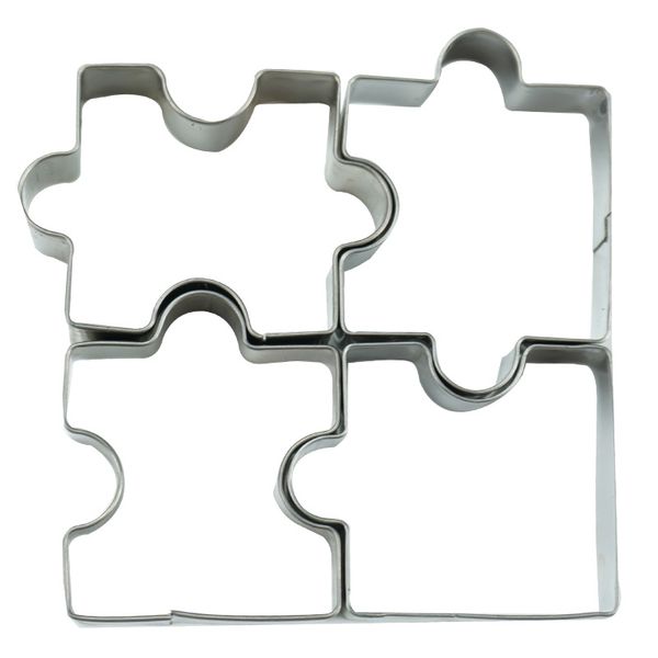 2021 neue 4 Pcs Backformen Puzzle Form Edelstahl Cookie Cutter Set DIY Keks Mould Küche Werkzeuge Dessert Fondant Formen