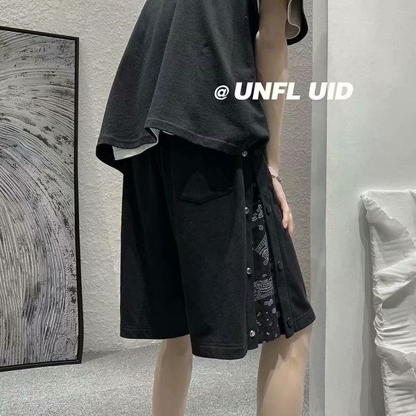 

crosin cashew flower breasted shorts men's wear 2021 new summer trend loose thin youth button 5-point pants, White;black