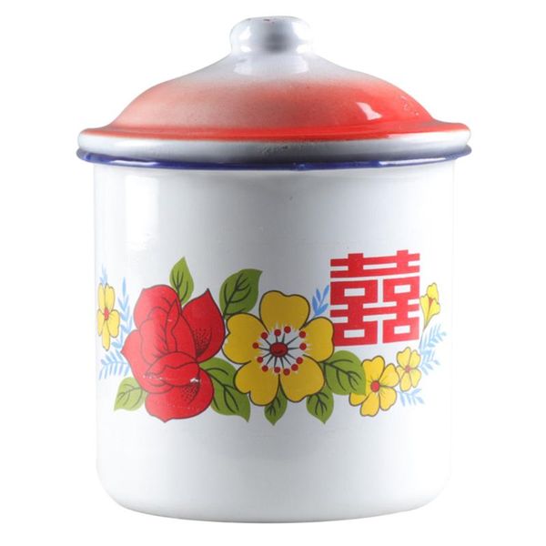 

1pc enamel tea mug retro cup drinking storage mugs