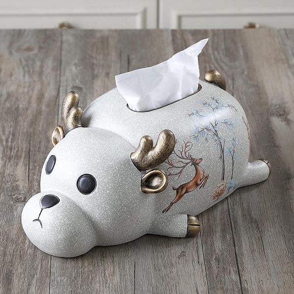 

nordic minimalist cute deer resin tissue box living room deskpumping modern luxury wedding gift napkin case decoration boxes & napkins