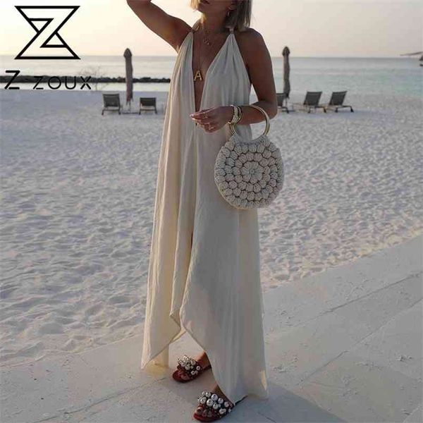 

women dress beach maxi es loose long spaghetti strap white es deep v neck sleeveless backless 210513, Black;gray