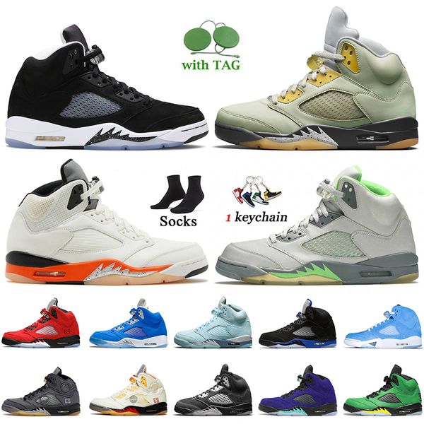 

womens mens basketball shoes jumpman 5 5s trainers oreo 2021 jade horizon shattered backboard green bean bluebird unc se oregon ducks florid, White;red