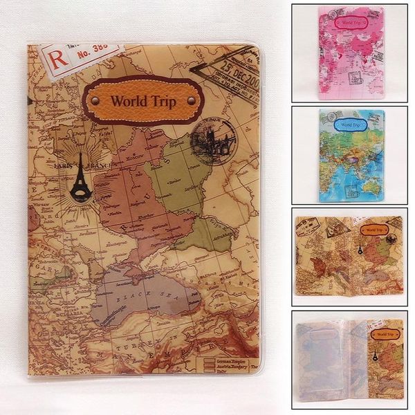 

card holders creative travel passport cover pvc wallet on the id address holder portable boarding accessories, Brown;gray