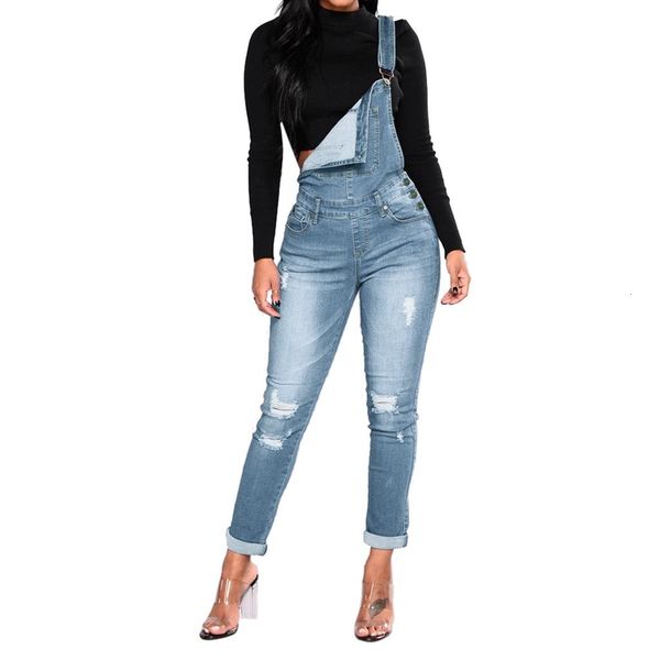 

women's jeans womens with holes in their straps straightforward tight calf rompers denim jumpsuit women summer overalls ka0x, Blue