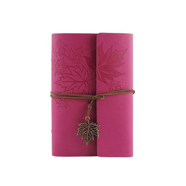 

leather writing journal notebook, classic spiral bound notebook refillable diary 831d notepads, Purple;pink