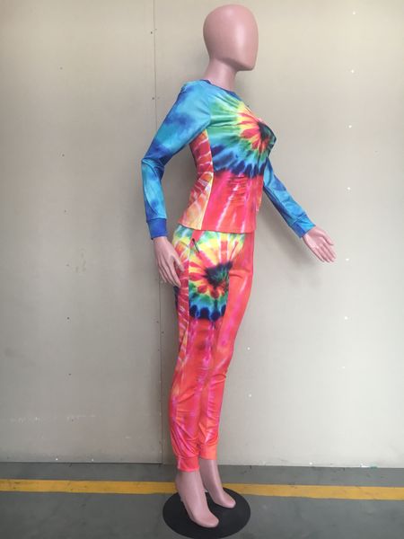 

two piece set women clothing tie dye print long sleeves home wear, Black;white