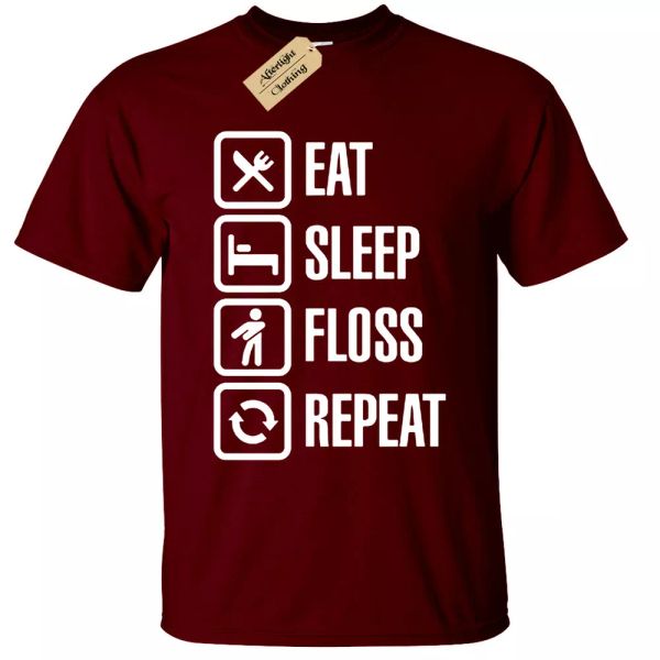 

eat sleep floss repeat t-shirt funny, mens dance battle flossing, White;black