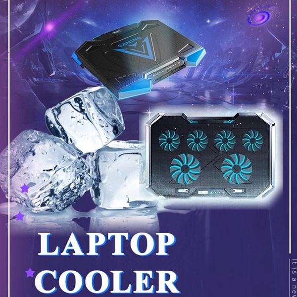 

inch gaming lapcooler five fan led screen dual usb port 1400 rpm cooling pad with stand function for pads