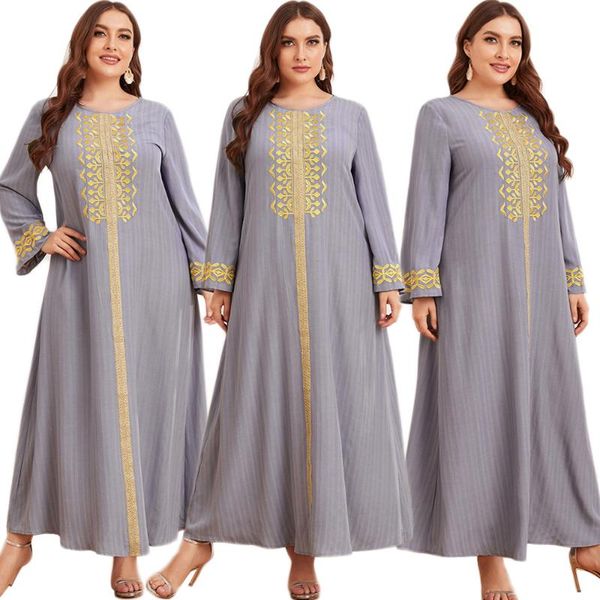 

ethnic clothing embroidery muslim women long dress style casual loose abaya islamic ramadan middle east turkish dubai kaftan, Red