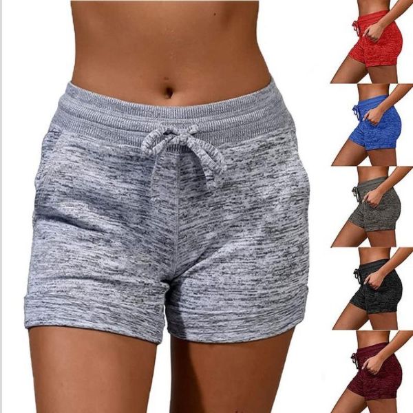 

women's shorts summer loose women fashion casual fitness ladies solid mid waist elastic streetwear female, White;black