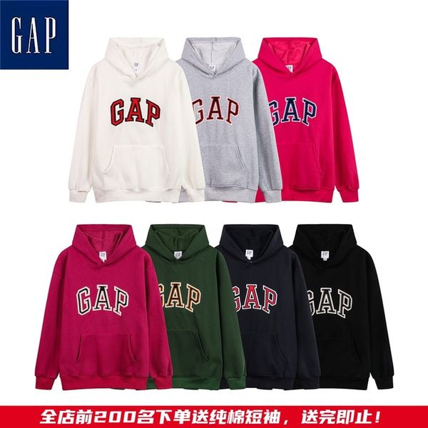 

brand hoodie gap autumn winter men's women's cotton loose embroidery casual versatile student couple tide br pullover to, Black