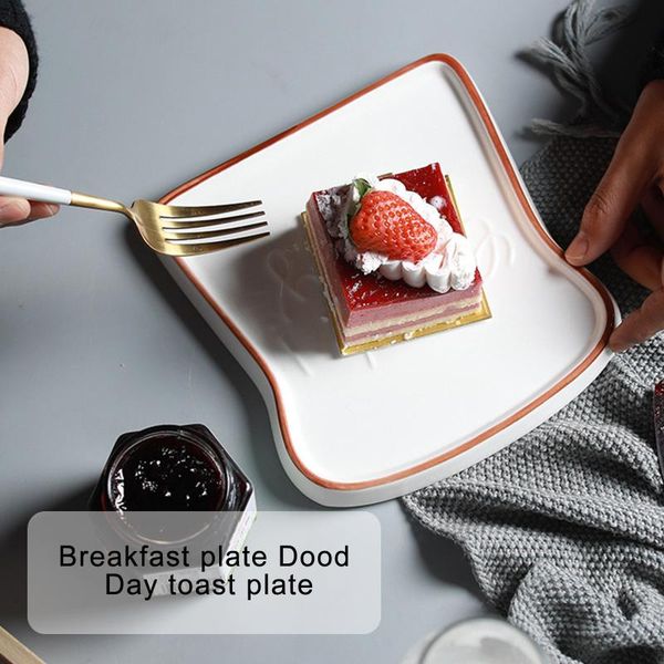 

dishes & plates ceramic plate multifunctional breakfast toast shaped bread salad fruit snack tray household tableware