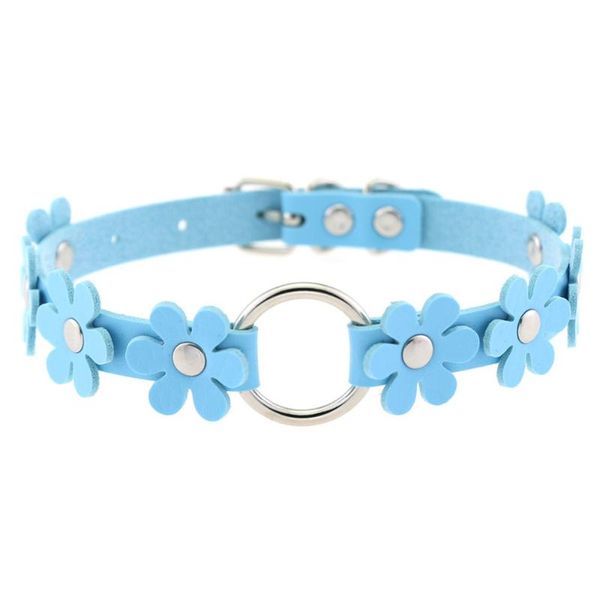 

chokers daisy choker necklace for women pu leather flower collar punk rock hip hop bondage cosplay festival jewelry gothic accessories, Golden;silver