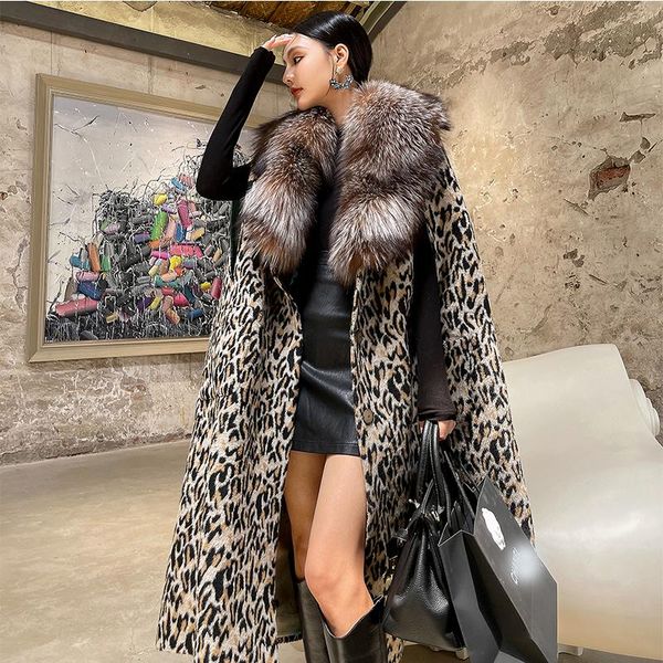 

women's fur & faux female star 2021 imported whole skin collar coat shawl pashmina scarf poncho woolen cloak, Black