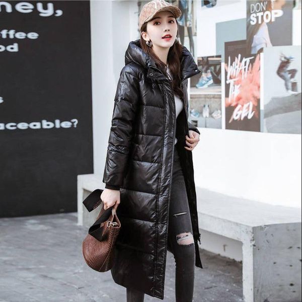

women's down & parkas 2021 women winter warm floral hooded jacket female solid vintage oversized coats ladies padded q2, Black