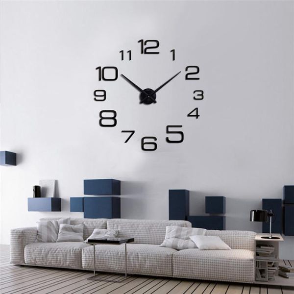 

wall clocks creative digital diy clock acrylic mirror living room decor quartz needle home relogio de parede jj30