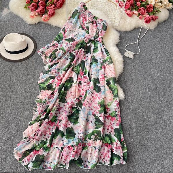 

casual dresses high waist autumn women 2021 vintage ethnic luxury boho party long sleeve a-line dress spring runway retro floral, Black;gray