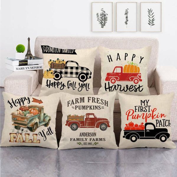 

cushion/decorative pillow cotton linen printing cushion covers for thanksgiving fall harvest car pattern pillowcases home sofa decoration su