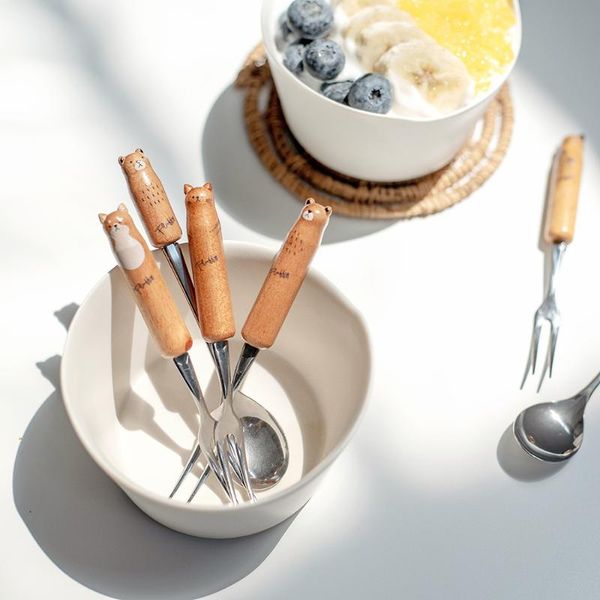 

chopsticks cute creative shiba inu cat animal shape fruit fork sign coffee spoon