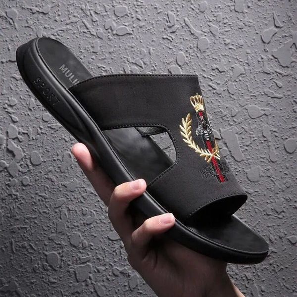 

men's slippers summer fashion personality outdoor comfortable soft bottom non-slip beach sandals, Black