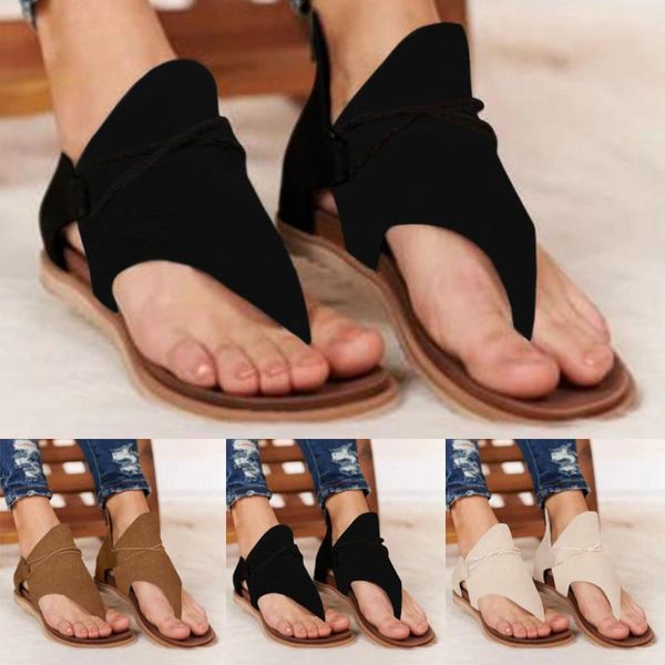 

female sandals women summer solid clip-toe shoes zipper lady casual beach flats comfy woman sandalias mujer 2021, Black