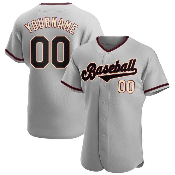 

custom gray black-khaki authentic baseball jersey, Blue;black