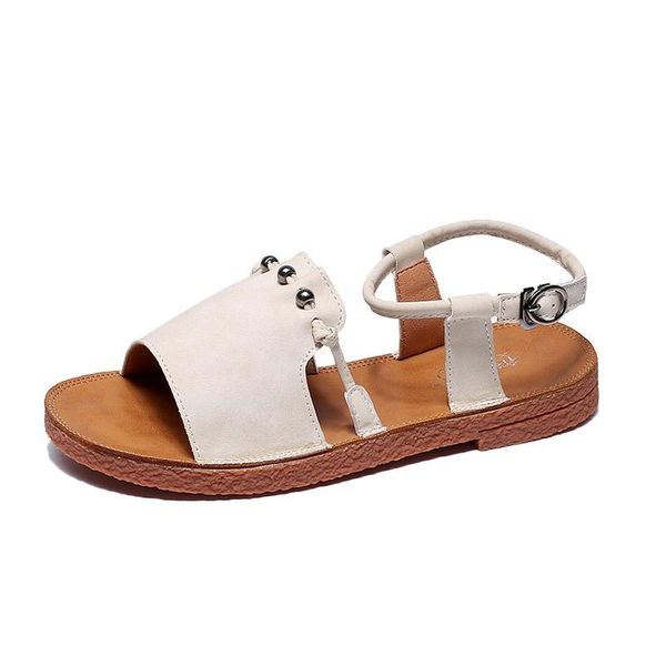 

sandals women's summer 2021 style retro flat heel all-match roman shoes bottom large size 41-43, Black