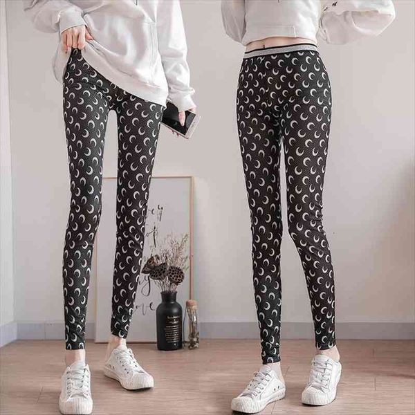 

stretch skinny leggings women fashion crescent print casual high waist women leggings jeggings pink black white