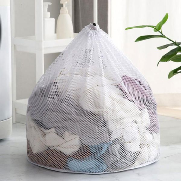 

drawstring washing laundry bag home cleaning foldable machine mesh holder bags white for bras underwear