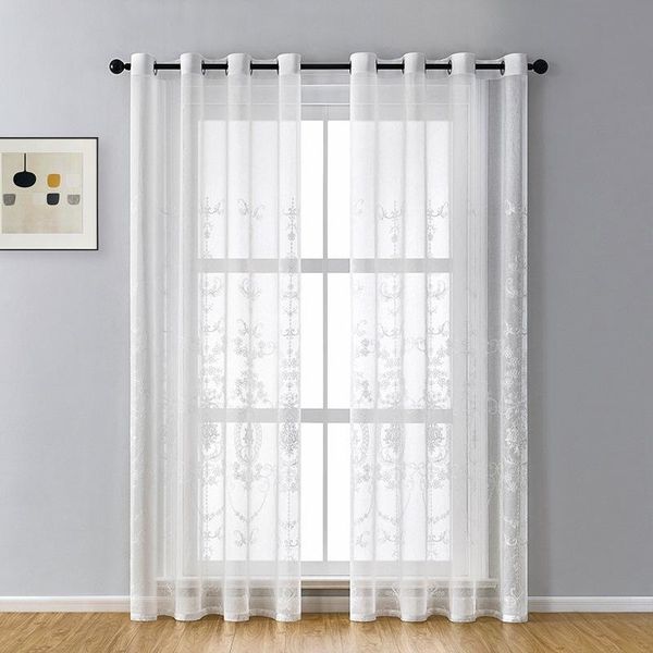 

luxury europe white linen curtain tulle for bedroom embroidered sheer curtains living room panels cortinas dormitorio & drapes