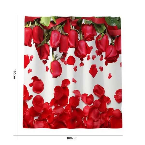 

shower curtains curtain valentine's day red rose petals waterproof polyester bath for bathroom accessories with 12