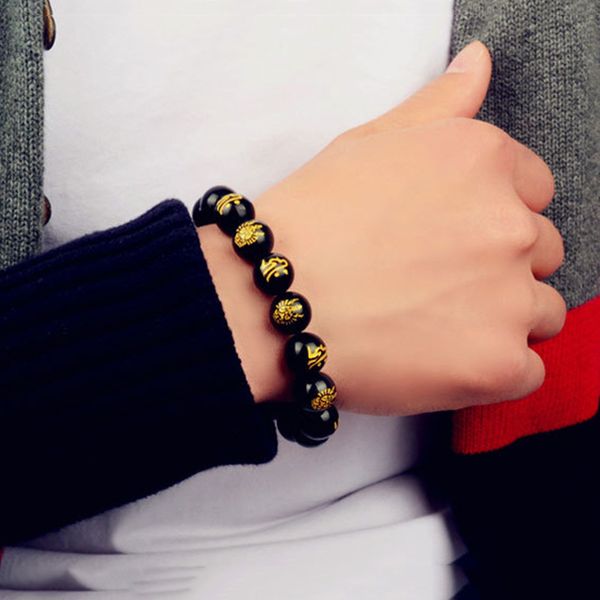 

fashion design bracelet natural rainbow eye obsidian bronzing zodiac, Golden;silver