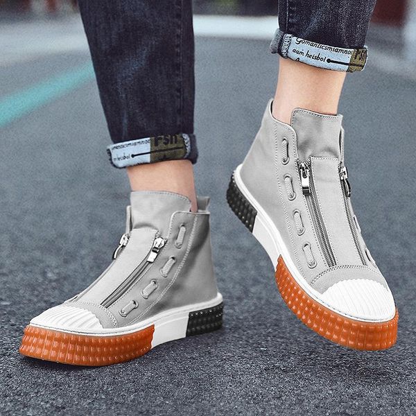 

boots men casual shoes canvas outdoor fashion high ankle black zapatos de hombre footwear