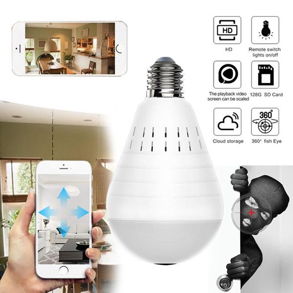 

mini cameras wireless ip camera 960p 360 degree fisheye panoramic surveillance security cam samrt wifi bulb lamp home lights