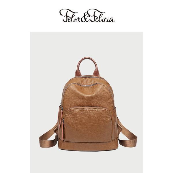 

outdoor bags felix&felicia pu leather women backpack for 2021 designer luxury female casual handbag bag large capacity travel backpacks