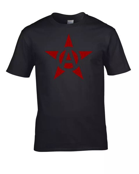 

communist anarchy star- iconic symbol- cool boy's t-shirt, White;black