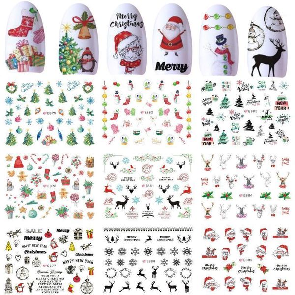 

nail art sticker winter christmas themesnowman old manchristmastree 3d transfer decal decoration manicure tools1, Black
